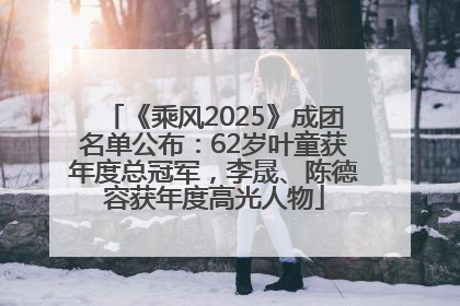 《乘风2025》成团名单公布：62岁叶童获年度总冠军，李晟、陈德容获年度高光人物