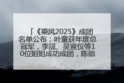《乘风2025》成团名单公布：叶童获年度总冠军，李晟、吴宣仪等10位姐姐成功成团，陈德容获年度高光人物