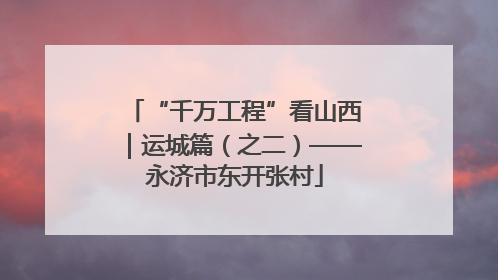 “千万工程”看山西｜运城篇（之二）——永济市东开张村