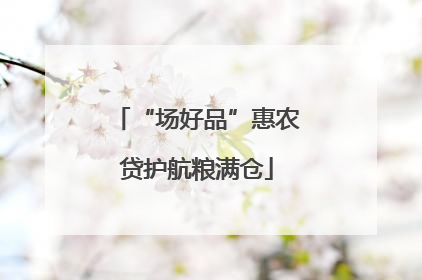 “场好品”惠农贷护航粮满仓