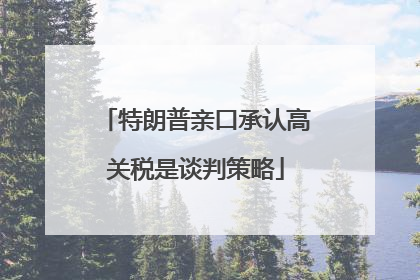 特朗普亲口承认高关税是谈判策略