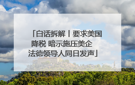 白话拆解丨要求美国降税 暗示施压美企 法德领导人同日发声