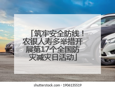 筑牢安全防线！农银人寿多举措开展第17个全国防灾减灾日活动