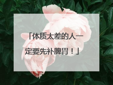 体质太差的人一定要先补脾胃！