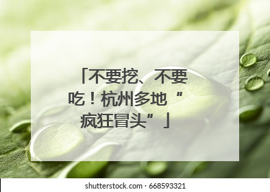 不要挖、不要吃！杭州多地“疯狂冒头”