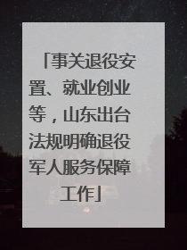 事关退役安置、就业创业等，山东出台法规明确退役军人服务保障工作