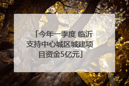 今年一季度 临沂支持中心城区城建项目资金5亿元