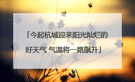 今起杭城迎来阳光灿烂的好天气 气温将一路飙升