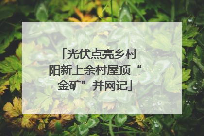 光伏点亮乡村 阳新上余村屋顶“金矿”并网记