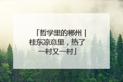 哲学里的郴州｜桂东凉意里，热了一村又一村