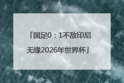 国足0：1不敌印尼 无缘2026年世界杯