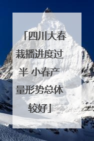 四川大春栽播进度过半 小春产量形势总体较好