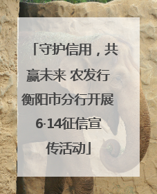 守护信用，共赢未来 农发行衡阳市分行开展6·14征信宣传活动