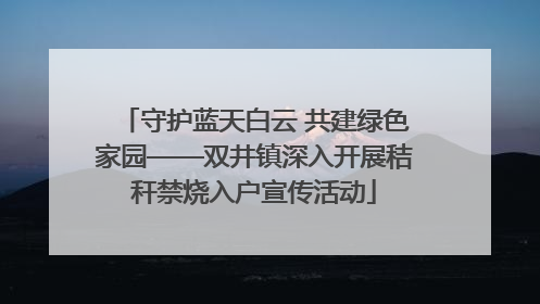 守护蓝天白云 共建绿色家园——双井镇深入开展秸秆禁烧入户宣传活动