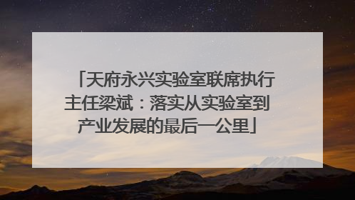 天府永兴实验室联席执行主任梁斌：落实从实验室到产业发展的最后一公里