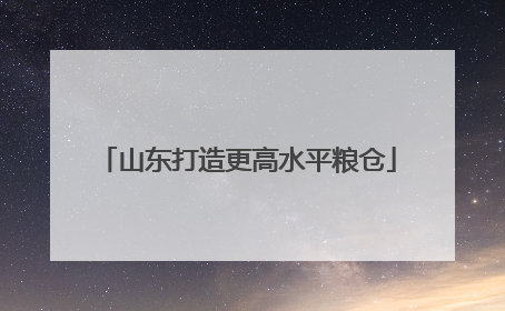 山东打造更高水平粮仓