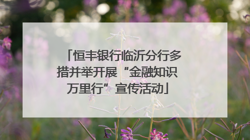 恒丰银行临沂分行多措并举开展“金融知识万里行”宣传活动