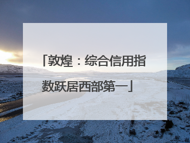 敦煌：综合信用指数跃居西部第一
