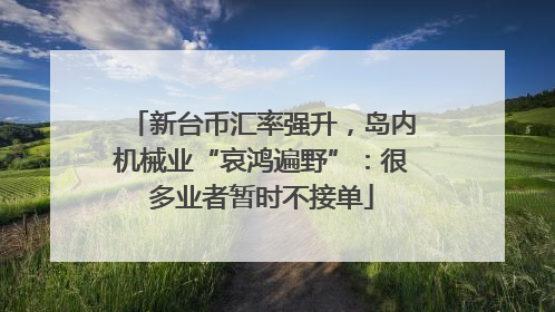 新台币汇率强升，岛内机械业“哀鸿遍野”：很多业者暂时不接单