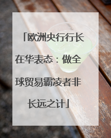 欧洲央行行长在华表态：做全球贸易霸凌者非长远之计