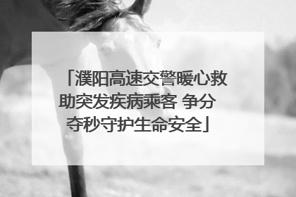 濮阳高速交警暖心救助突发疾病乘客 争分夺秒守护生命安全