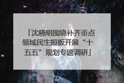 沈晓明围绕补齐重点领域民生短板开展“十五五”规划专题调研