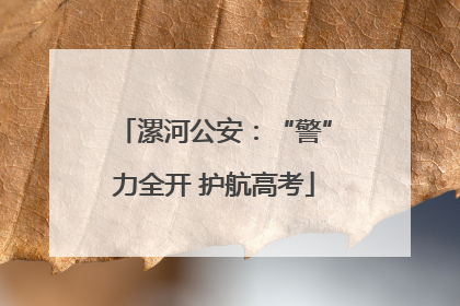 漯河公安：“警”力全开 护航高考