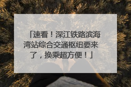 速看！深江铁路滨海湾站综合交通枢纽要来了，换乘超方便！