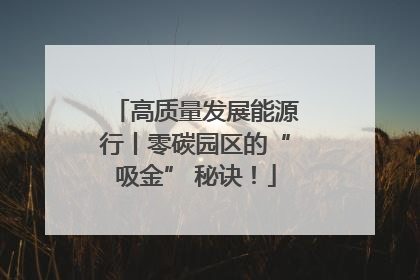 高质量发展能源行丨零碳园区的“吸金” 秘诀！