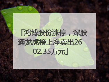 鸿博股份涨停，深股通龙虎榜上净卖出2602.35万元