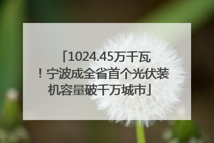 1024.45万千瓦！宁波成全省首个光伏装机容量破千万城市